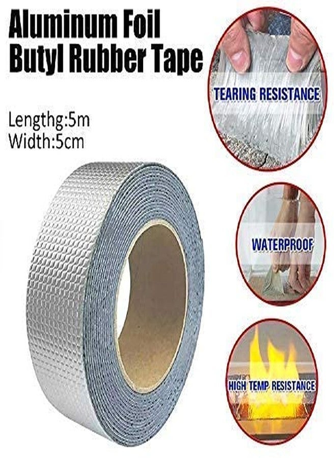 LOMESH Aluminium Foil Tape Self adhesive UV Protection Waterproof Tape External Foil Suitable for Roof Leak, Surface Crack, Window Sill Gap,Pipe Rupture, Boat Sealing,Home Renovation (5Cm x 5 Meter) - Image 2